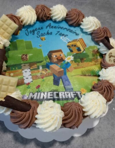 gateau anniversaire bapteme les gourmandises de kevin minecraft enfant chocolat marle aisne laon crecy